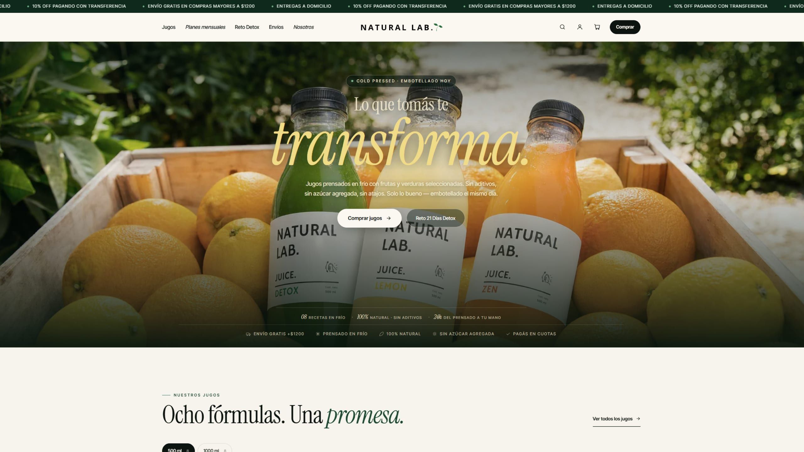 Natural Lab — Home del ecommerce