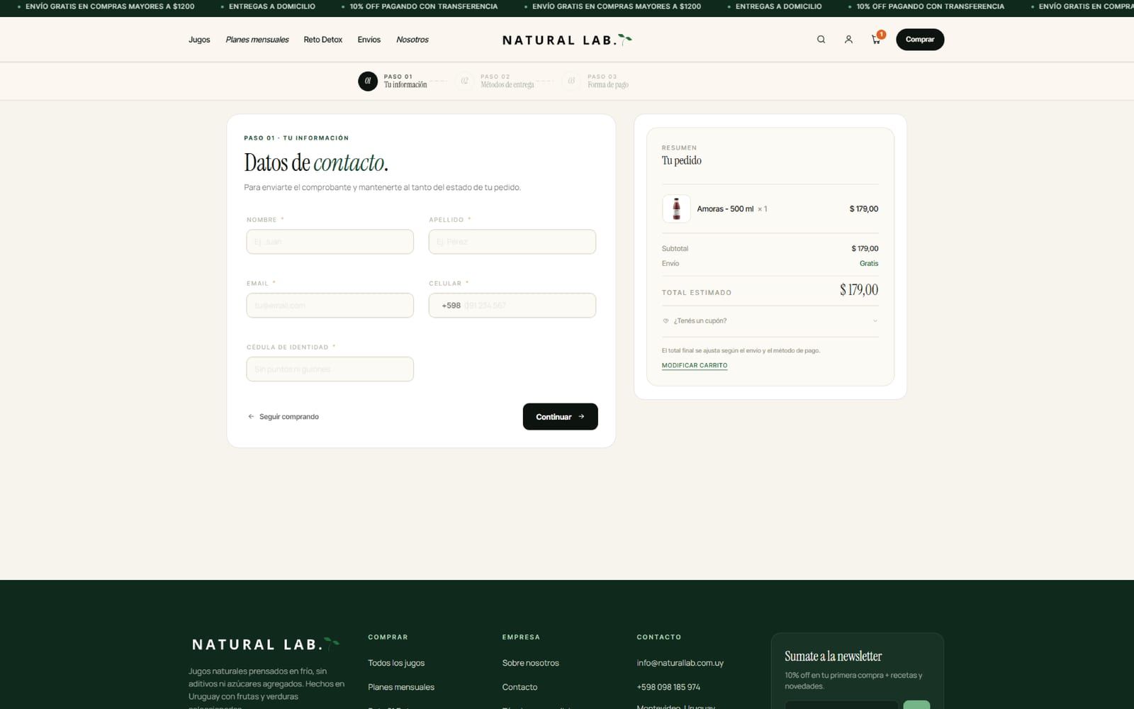 Natural Lab — Checkout